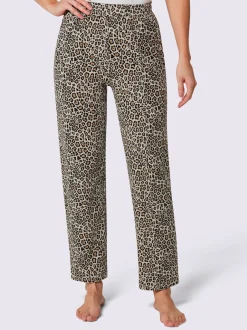 Pantalon en jersey fin avec imprimé animal et ceinture douce