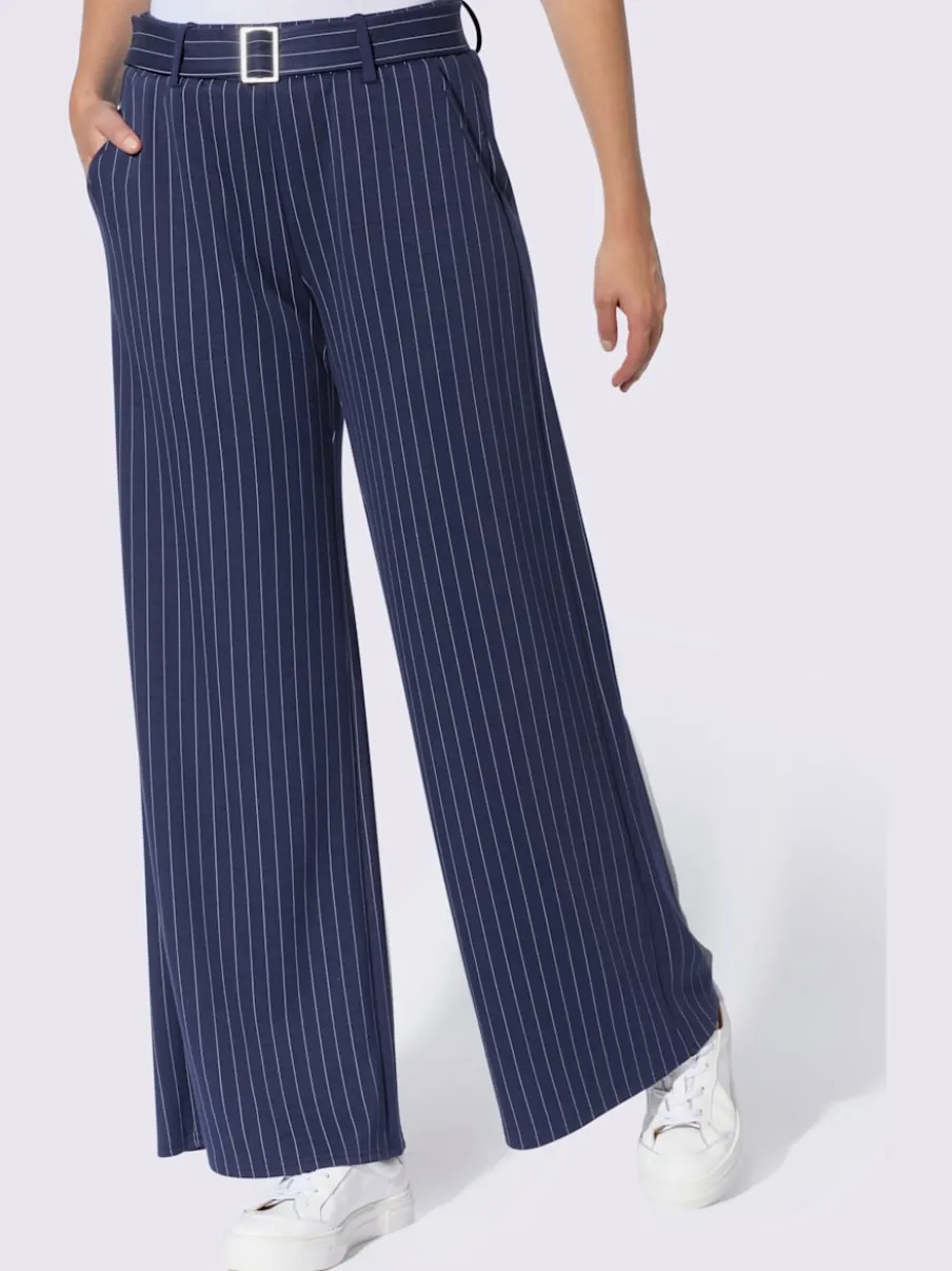 Pantalon en jersey fines rayures classiques