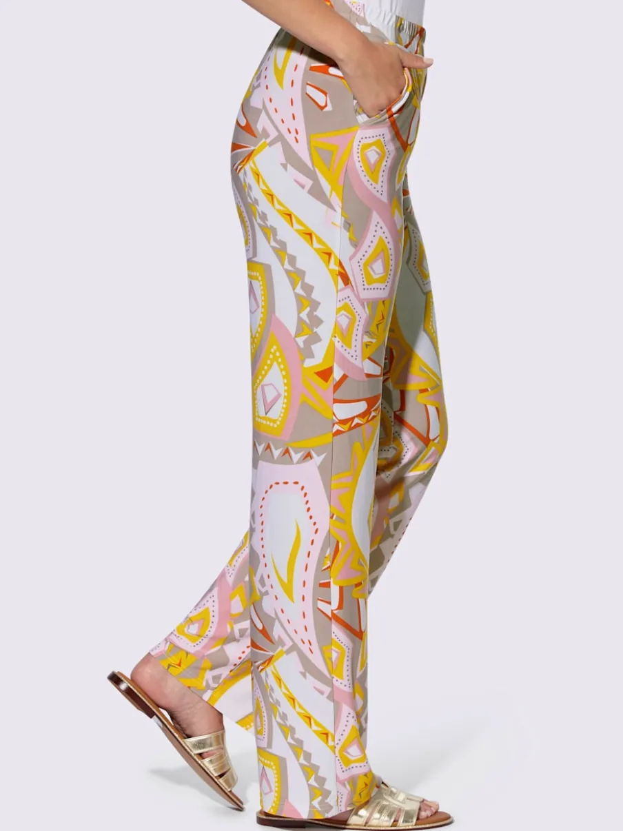 Pantalon en jersey à imprimé graphique avec ceinture élastique et poches latérales