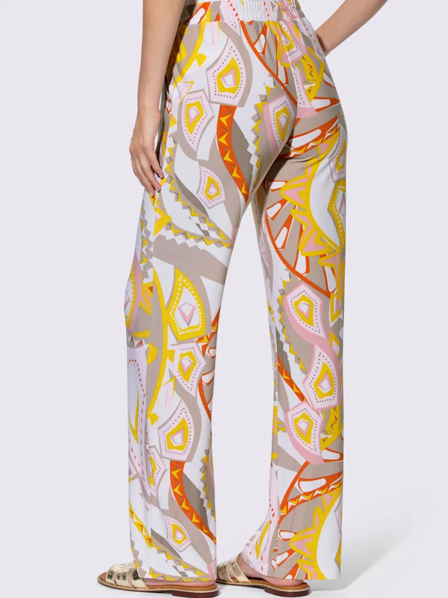 Pantalon en jersey à imprimé graphique avec ceinture élastique et poches latérales