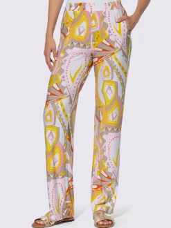 Pantalon en jersey à imprimé graphique avec ceinture élastique et poches latérales