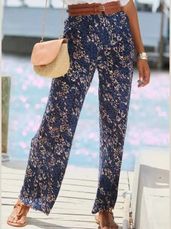 Pantalon en jersey à jambes larges avec large élastique et imprimé