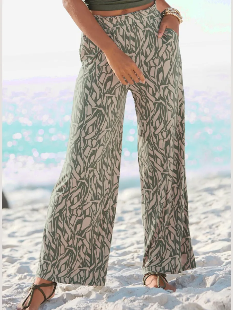 Pantalon en jersey léger avec ceinture paperbag et poches