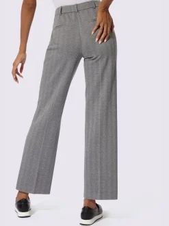Pantalon en jersey à motif chevron avec jambes larges