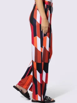 Pantalon en jersey à motif géométrique avec ceinture élastique et poches