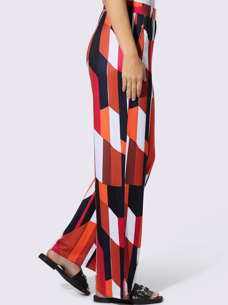 Pantalon en jersey à motif géométrique avec ceinture élastique et poches