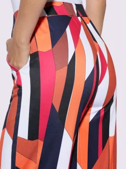 Pantalon en jersey à motif géométrique avec ceinture élastique et poches