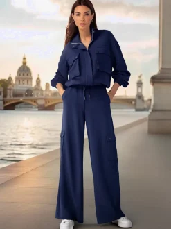 Pantalon en jersey à poches cargo larges confortables