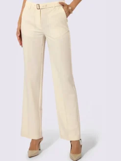 Pantalon en laine avec ceinture en tissu et poches latérales