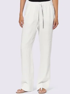 Pantalon en lin avec jambes larges et ceinture élastique