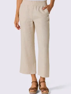Pantalon en lin avec large ceinture élastique et poches