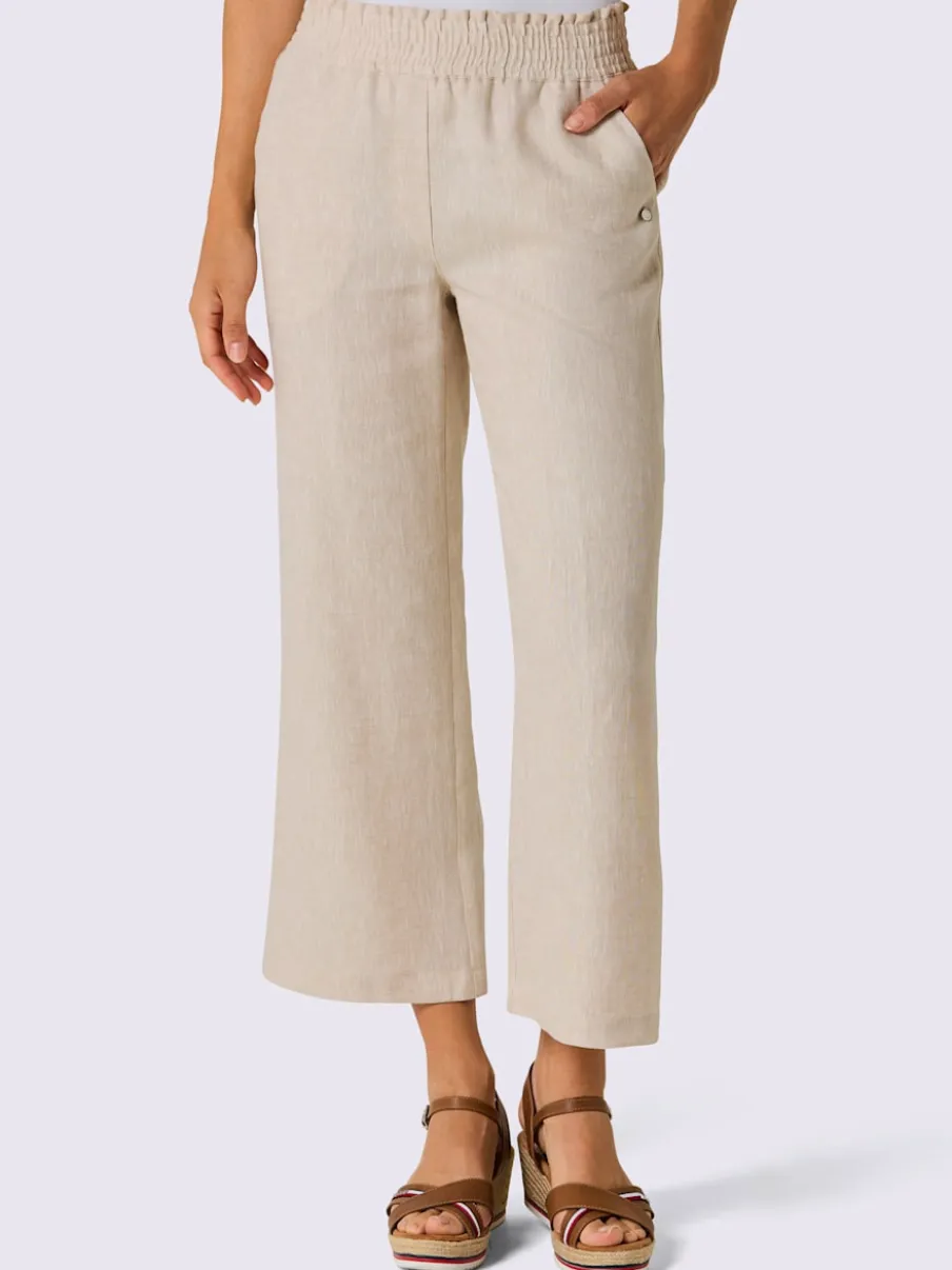 Pantalon en lin avec large ceinture élastique et poches