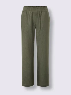 Pantalon en lin avec large ceinture élastique et poches