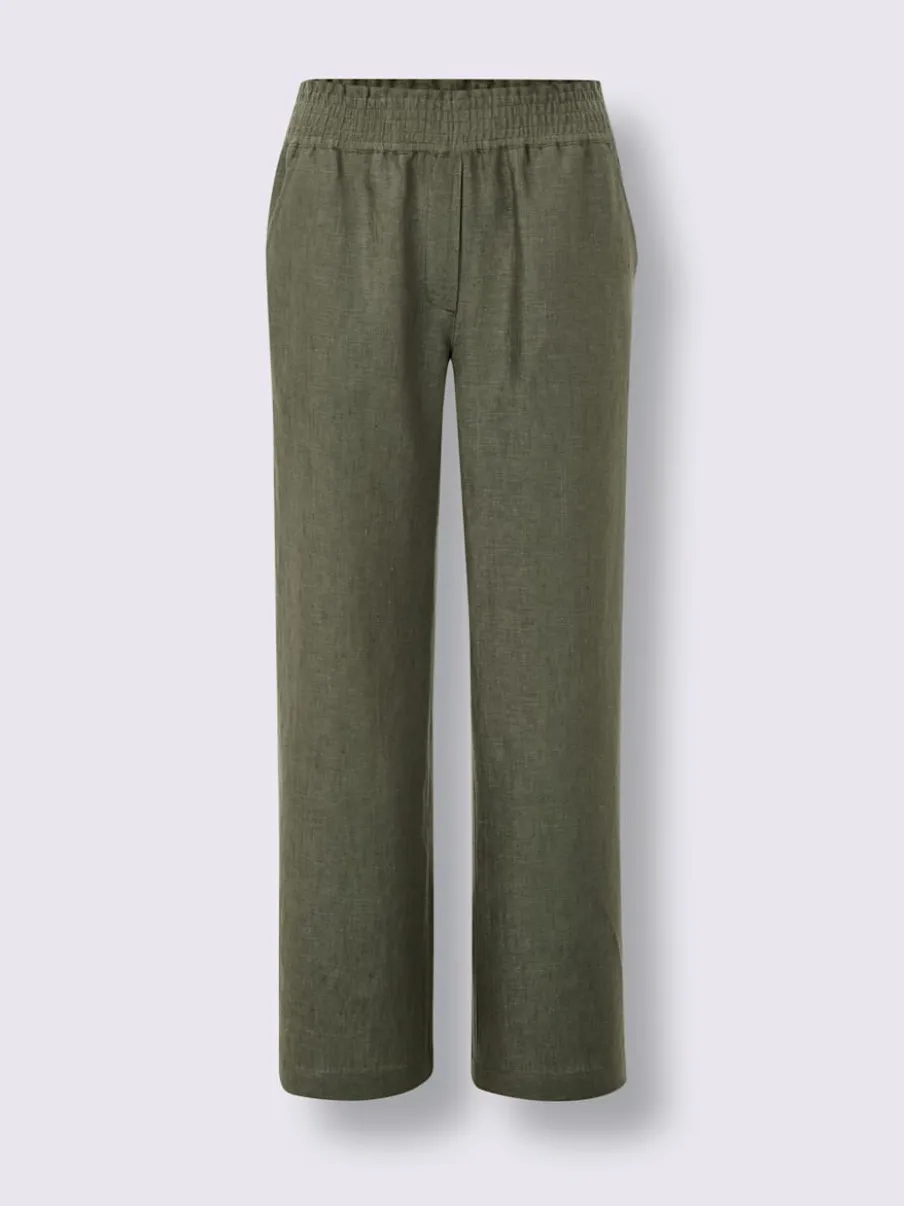 Pantalon en lin avec large ceinture élastique et poches