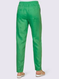 Pantalon en lin avec taille haute et ceinture à nouer
