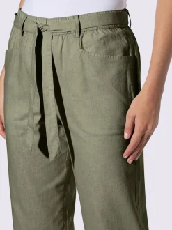 Pantalon en lin et coton avec ceinture à nouer amovible