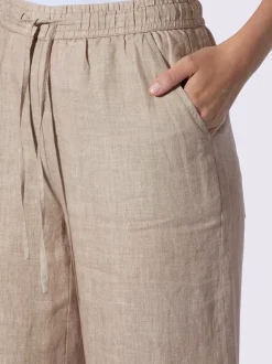 Pantalon en lin léger à jambes amples avec ceinture élastique