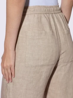 Pantalon en lin léger à jambes amples avec ceinture élastique