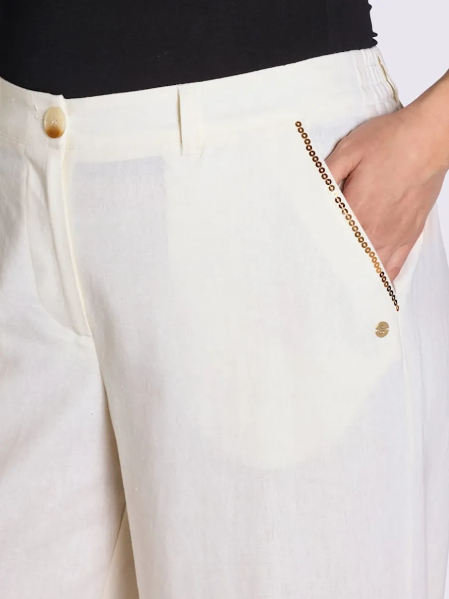 Pantalon en lin mélange lin et viscose