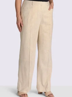Pantalon en lin plis repassés, effet affinant
