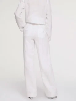 Pantalon en lin à poches fendues style décontracté