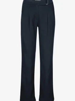Pantalon en lin à poches fendues style décontracté