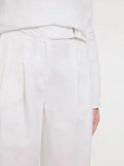 Pantalon en lin à poches fendues style décontracté
