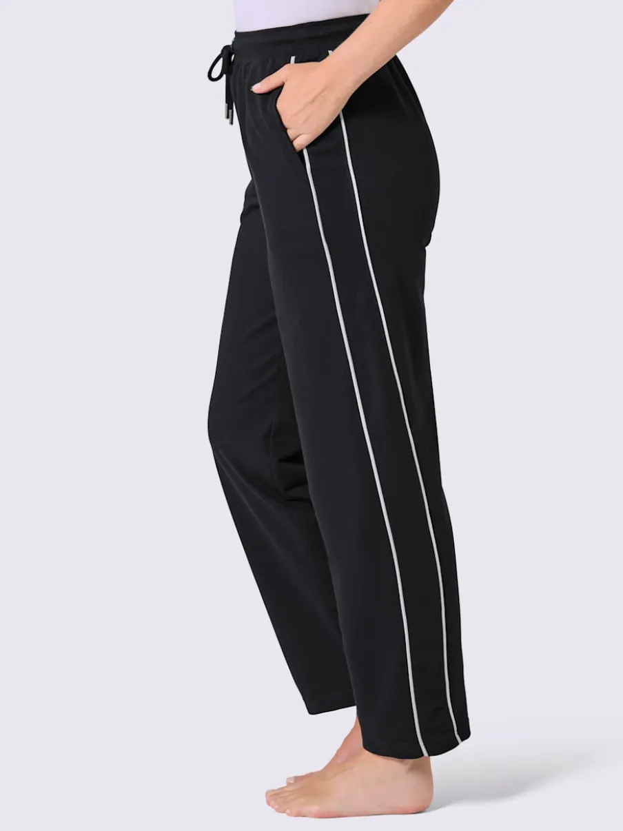 Pantalon en matière sweat avec ceinture élastique et passepoil sportif