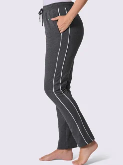 Pantalon en matière sweat avec ceinture élastique et passepoil sportif