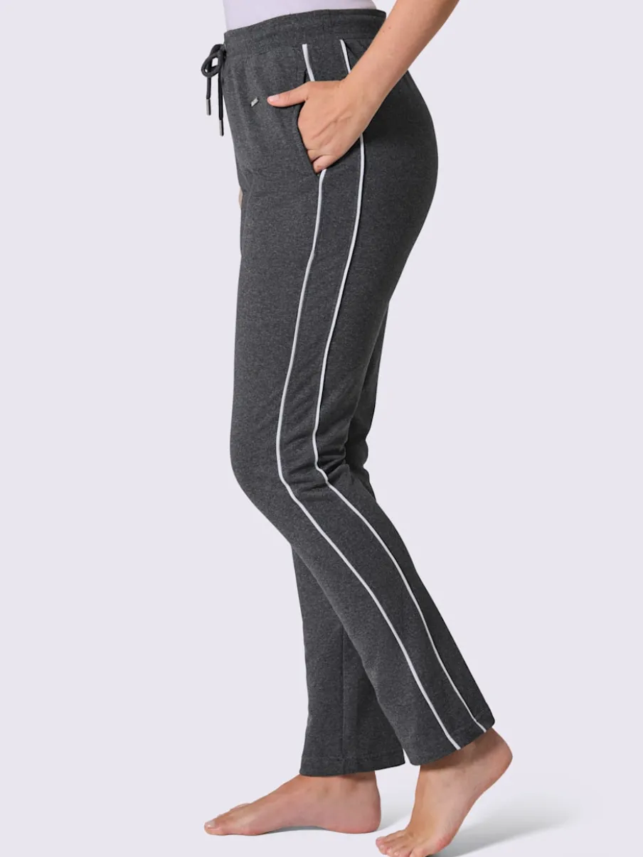 Pantalon en matière sweat avec ceinture élastique et passepoil sportif
