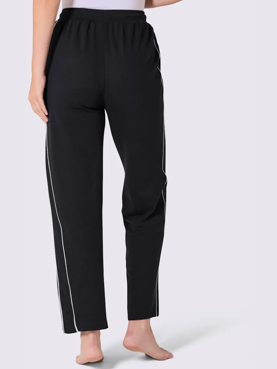 Pantalon en matière sweat avec ceinture élastique et passepoil sportif