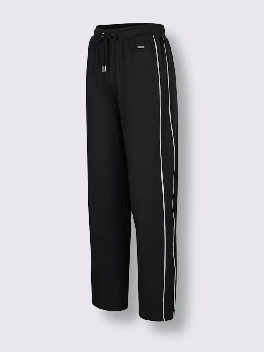 Pantalon en matière sweat avec ceinture élastique et passepoil sportif
