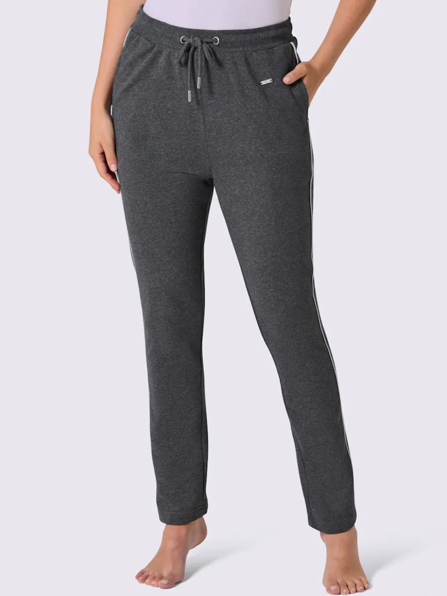 Pantalon en matière sweat avec ceinture élastique et passepoil sportif
