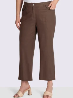 Pantalon en mélange de lin coutures décoratives