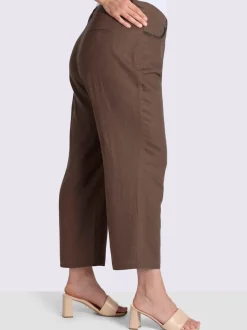 Pantalon en mélange de lin coutures décoratives