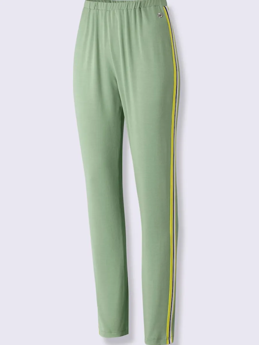 Pantalon en modal avec rayures latérales et ceinture élastique