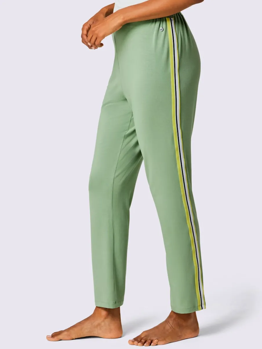 Pantalon en modal avec rayures latérales et ceinture élastique