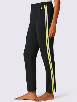 Pantalon en modal avec rayures latérales et ceinture élastique