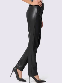 Pantalon en synthétique avec revêtement brillant et boutons décoratifs