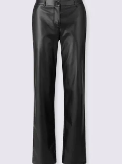 Pantalon en synthétique à jambes larges avec poches et ceinture intégrée