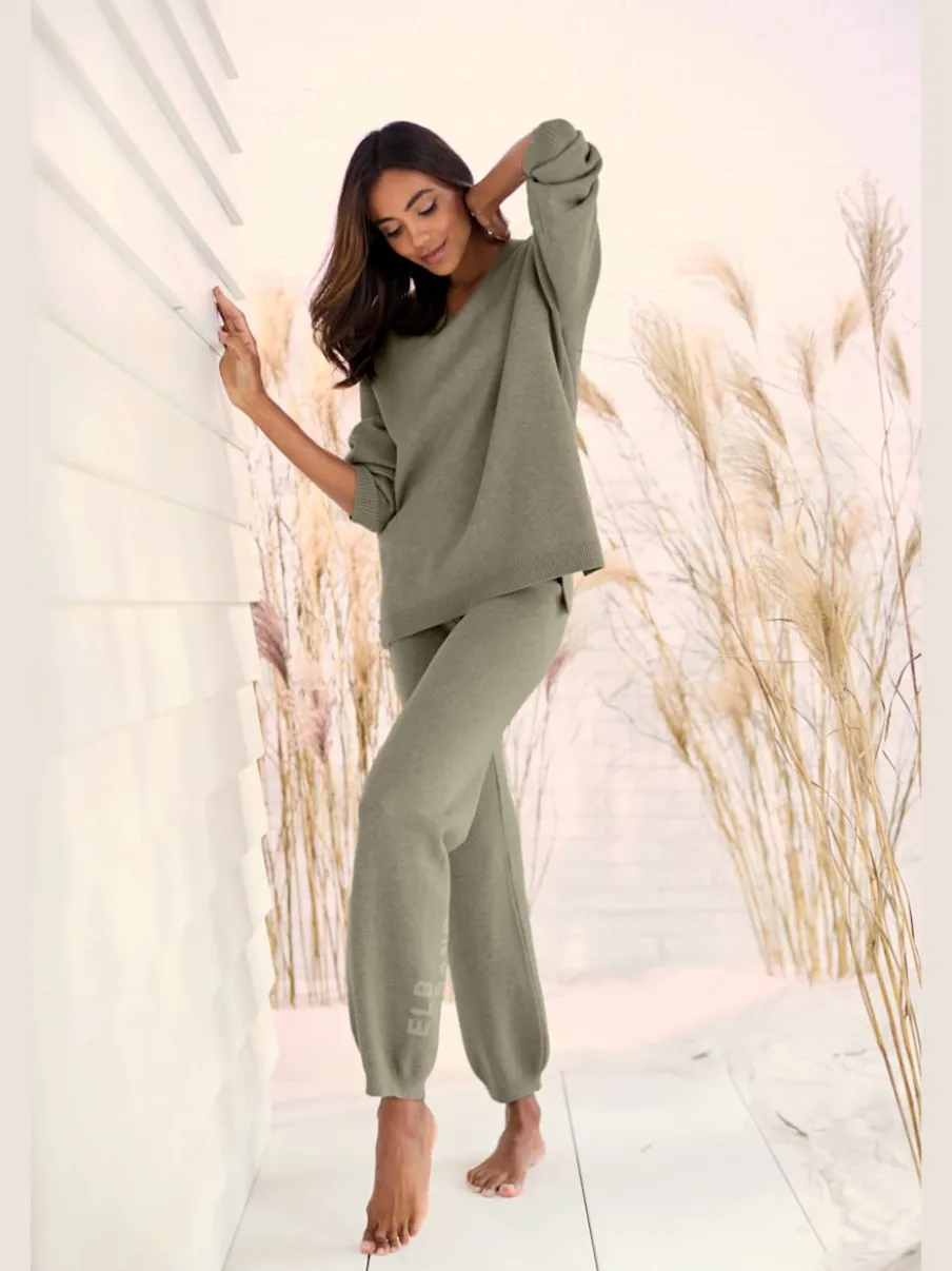 Pantalon en tricot doux avec ceinture élastique et jambes étroites