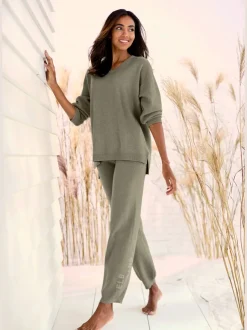 Pantalon en tricot doux avec ceinture élastique et jambes étroites