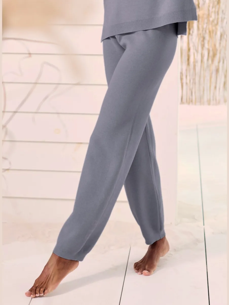 Pantalon en tricot doux avec ceinture élastique et jambes étroites