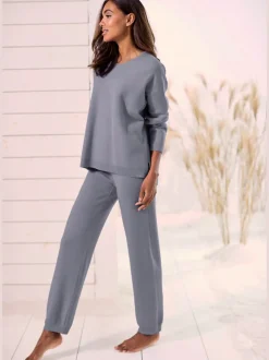 Pantalon en tricot doux avec ceinture élastique et jambes étroites