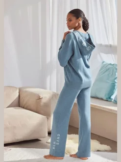 Pantalon en tricot doux avec ceinture élastique et jambes larges