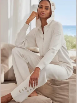 Pantalon en tricot doux avec ceinture élastique et jambes larges