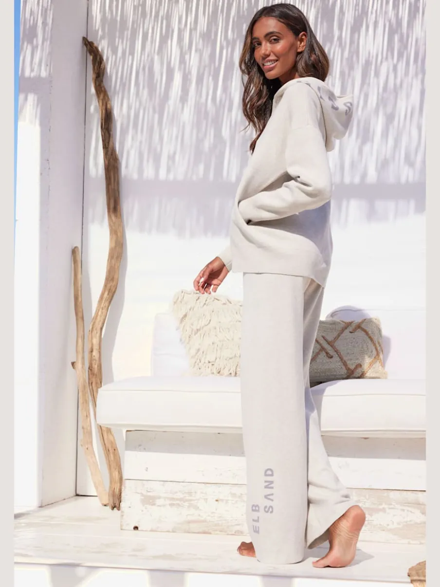 Pantalon en tricot doux avec ceinture élastique et jambes larges