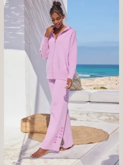 Pantalon en tricot doux avec ceinture élastique et jambes larges