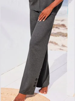 Pantalon en tricot doux avec ceinture élastique et jambes larges