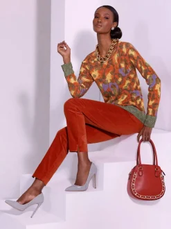 Pantalon en velours avec ceinture intégrée et poches pratiques